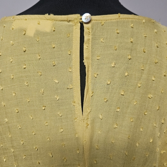 Entro Butter Yellow Red Boho Loose Lined Tunic Midi Dress Embroidered Vacation - Picture 5 of 8